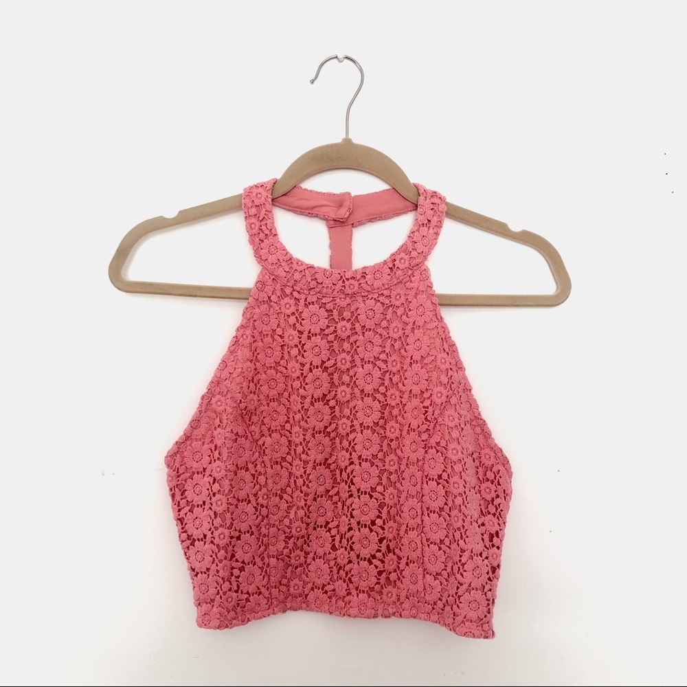 Forever 21 Pink Crochet Crop Top Size M